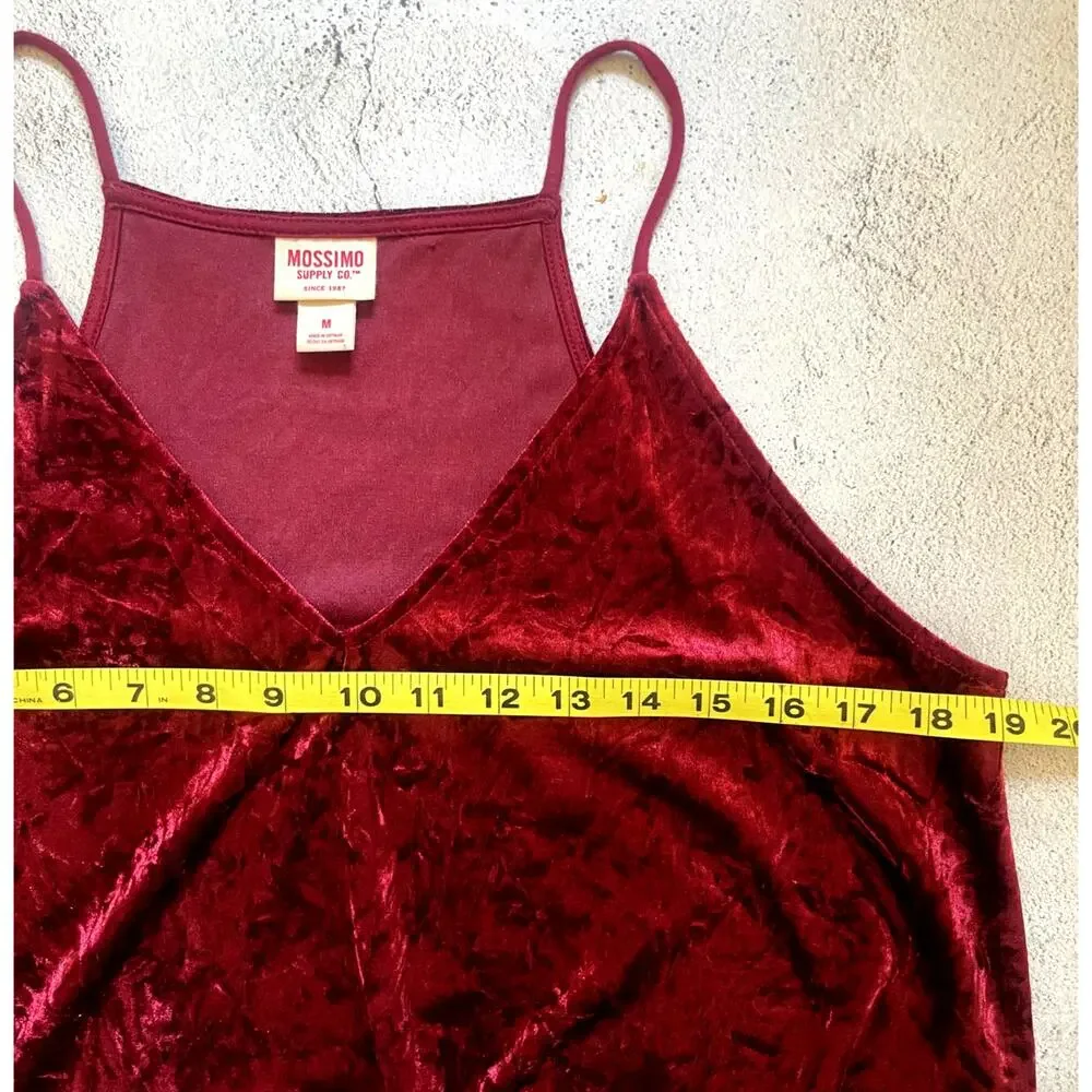 Y2K Burgundy Red Crushed Velvet Whimsigoth Holiday Layering Cami Tank Top M - Picture 2 of 5